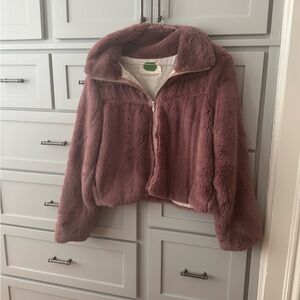 Anthropologie fuzzy purple jacket